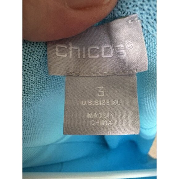 Chico’s Light Blue elbow sleeve slub knit Size 3 - Picture 4 of 7